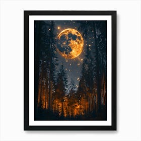 Full Moon In The Forest Art Print