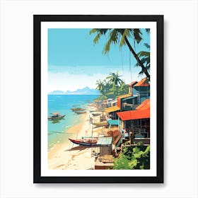 Phu Quoc, Vietnam, Flat Illustration 4 Art Print