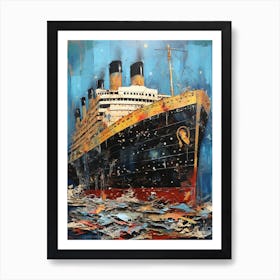 Titanic Ship Colourful Illustration2 Art Print