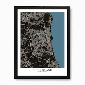 Sunderland Black Blue Art Print