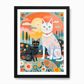 Cats In The Meadow Art Print