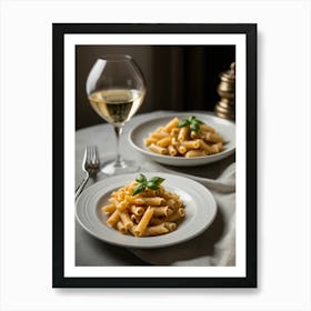 Penne With Basil And Wine Art Print