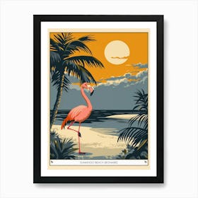 Greater Flamingo Flamingo Beach Bonaire Tropical Illustration 3 Poster Art Print