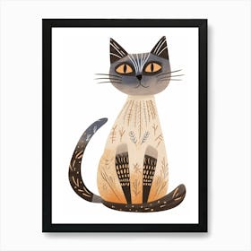 Balinese Cat Clipart Illustration 3 Art Print