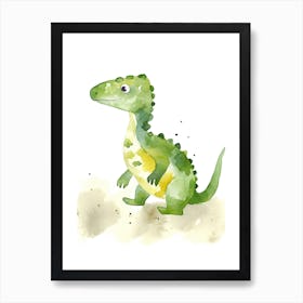 Baby Allosaurus Dinosaur Watercolour Illustration 1 Art Print