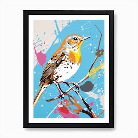 Andy Warhol Style Bird Hermit Thrush 4 Art Print