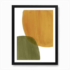 Abstract Watercolor Painting, green and mustard Art Print