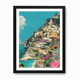 Amalfi Italy   Retro Collage Style 4 Art Print