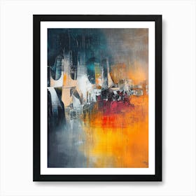 Abstract Painting, Impressionism, Acrylic, Orange Color Poster