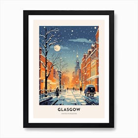 Winter Night  Travel Poster Glasgow United Kingdom 2 Art Print