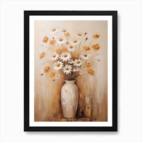 Daisy, Autumn Fall Flowers Sitting In A White Vase, Farmhouse Style 2 Art Print