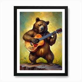 Bear Playing Guitar 1 Art Print