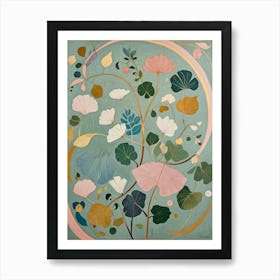 Pastel Leaves Swirl Art Print