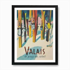 Valais Switzerland Vintage Ski Poster Art Print