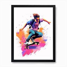 Skateboarding In Seoul, South Korea Gradient Illustration 3 Art Print