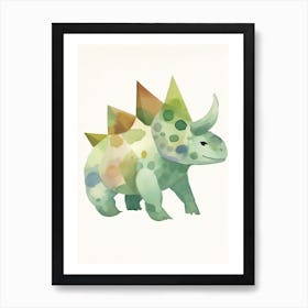 Baby Triceratops Dinosaur Watercolour Illustration 1 Art Print