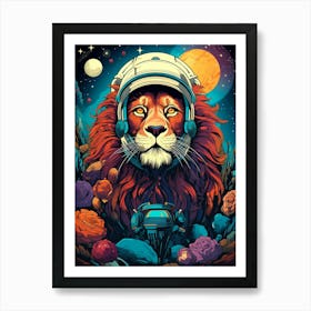 Lion In Space Art Print