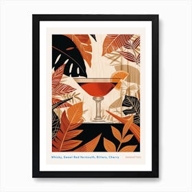 Manhattan Art Deco Inspired Cocktail 1 Poster Art Print