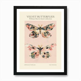 Velvet Butterflies Collection Spring Butterflies William Morris Style 1 Art Print