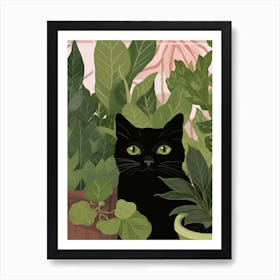 Black Cat And House Plants 11 Art Print