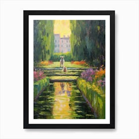 A Painting Of A Dog In Versailles Gardens, France In The Style Of Impressionism 01 Art Print