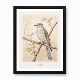 Vintage Bird Drawing Cuckoo 2 Poster Art Print