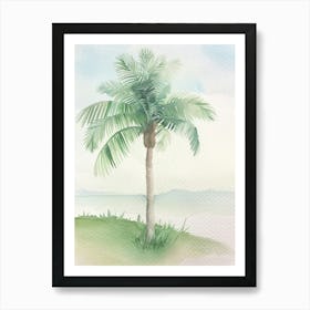 Palm Tree Atmospheric Watercolour Painting 3 Art Print