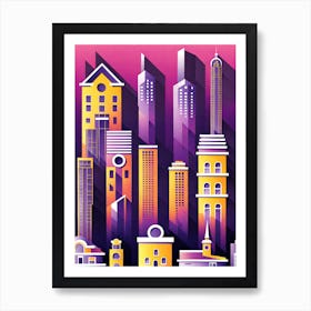 Town vector art Art Print