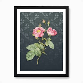 Vintage Anemone Centuries Rose Botanical on Slate Gray Pattern Art Print