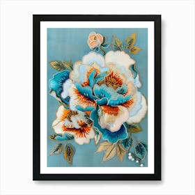 Embroidered Flowers 8 Art Print