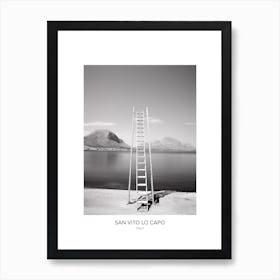 Poster Of San Vito Lo Capo, Italy, Black And White Photo 3 Art Print