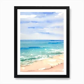 Plage De Pampelonne, Saint Tropez, France Watercolour Art Print