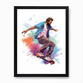 Skateboarding In Istanbul, Turkey Gradient Illustration 2 Art Print