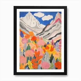 Alpamayo Peru 1 Colourful Mountain Illustration Art Print