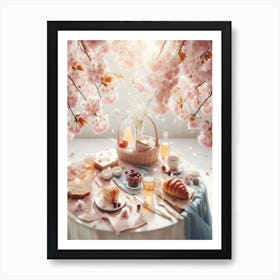 Cherry Blossoms Café Art Print