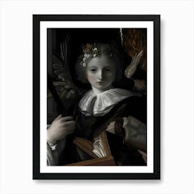 Dark Gothic Angel Holding A Book Art Print