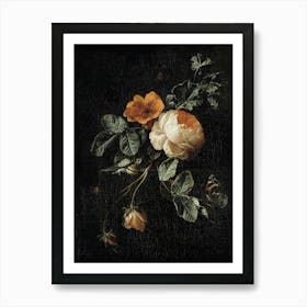 Moody Vintage Roses Art Print