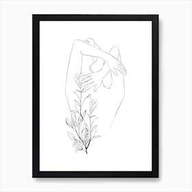 Flower Girl Line Drawing Art Print