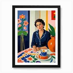 Woman At The Table 3 Art Print