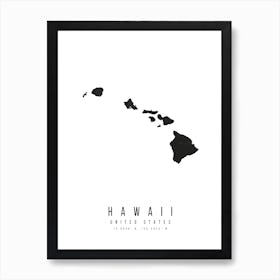 Hawaii Mono Black And White State Art Print