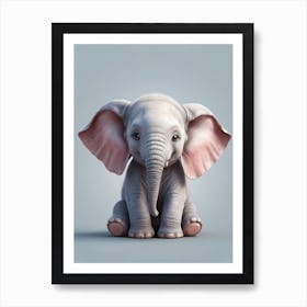 Cute Baby Elephant Nursery Ilustration (23) Art Print
