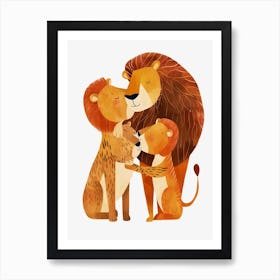 African Lion Family Bonding Clipart 2 Art Print