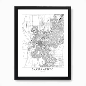 Sacramento White Map Art Print