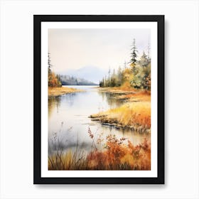 Lake In The Woods In Autumn, Painting 27 Art Print