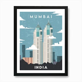 Mumbai, India — Retro travel minimalist poster Art Print