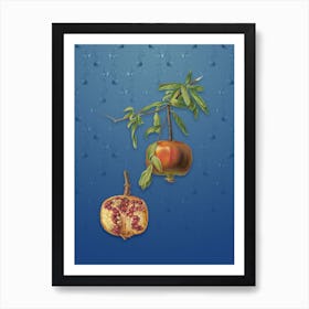 Vintage Pomegranate Botanical on Bahama Blue Pattern n.0224 Art Print