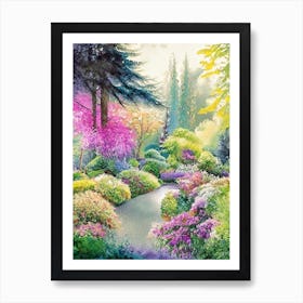 Butchart Gardens, Canada Pastel Watercolour Art Print