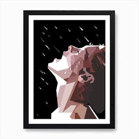 woman & Rain WPAP Art Print