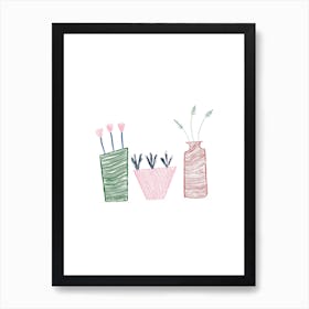 Textured Potted Plants Art Print