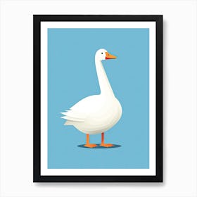 White Goose On Blue Background Art Print
